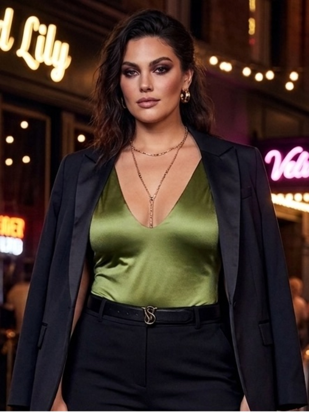 Y2K Vintage Victoria's Secret Green Satin V-Neck Thong Bodysuit M Going out top